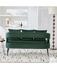 Streamdale Furniture Velvet Loveseat Settee with Pillows - Green