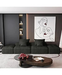 Streamdale Furniture Modern Chenille Sectional Sofa w/ 2 Ottomans & Pillows - Black