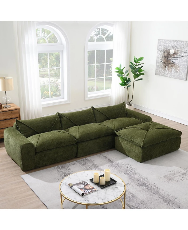 Streamdale Furniture 116" Fully Compressed Sofa, High Density Foam, No Assembly, Chenille