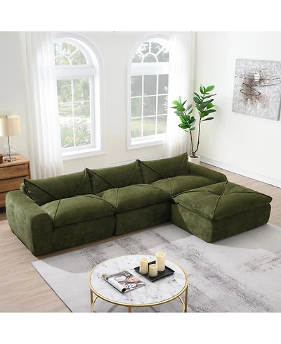 Streamdale Furniture 116" Fully Compressed Sofa, High Density Foam, No Assembly, Chenille