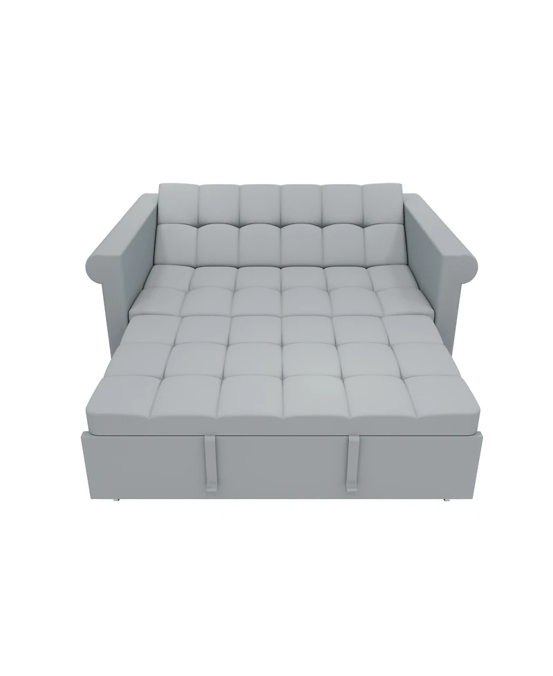 Streamdale Velvet Loveseat Sofa Bed - Gray Pull-Out Sleeper Couch