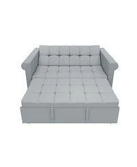 Streamdale Velvet Loveseat Sofa Bed - Gray Pull-Out Sleeper Couch