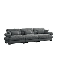 Streamdale Furniture Large Modern Velvet Sofa with Pillows - Grey
