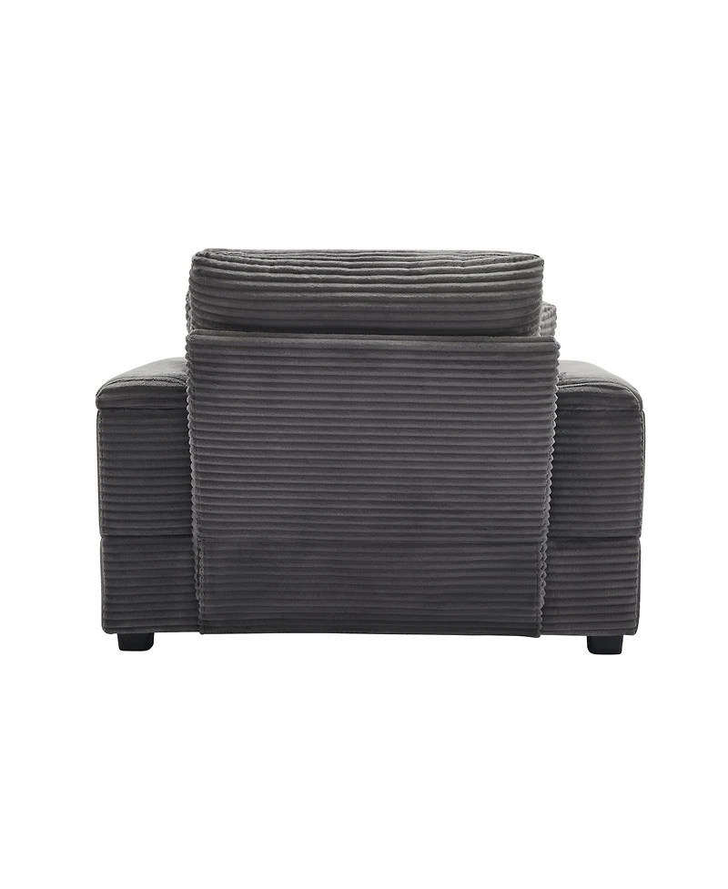 Streamdale Furniture Streamdale Corduroy Chaise Lounge Sofa w/ Ottoman