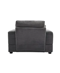 Streamdale Furniture Streamdale Corduroy Chaise Lounge Sofa w/ Ottoman