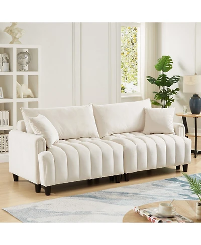 Streamdale Furniture 83" Futon Sofa Bed with Pillows, Convertible Sleeper, Beige