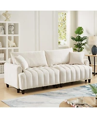 Streamdale Furniture 83" Futon Sofa Bed with Pillows, Convertible Sleeper, Beige