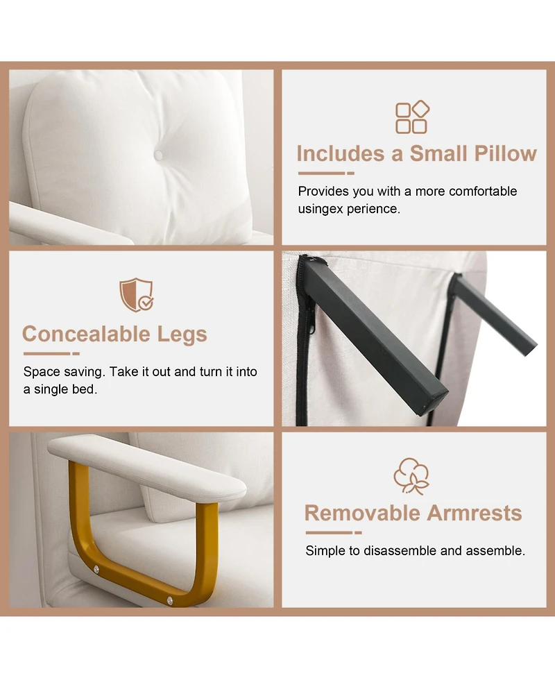 Streamdale Furniture Folding Sofa Bed 3-in-1 Convertible Chair - Adjustable Backrest (White)