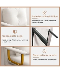 Streamdale Furniture Folding Sofa Bed 3-in-1 Convertible Chair - Adjustable Backrest (White)