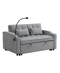 Streamdale Furniture Velvet Loveseat Futon Sofa Bed with Reclining Backrest & Pillows