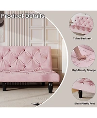 Streamdale Furniture 66" Pink Velvet Sofa Bed