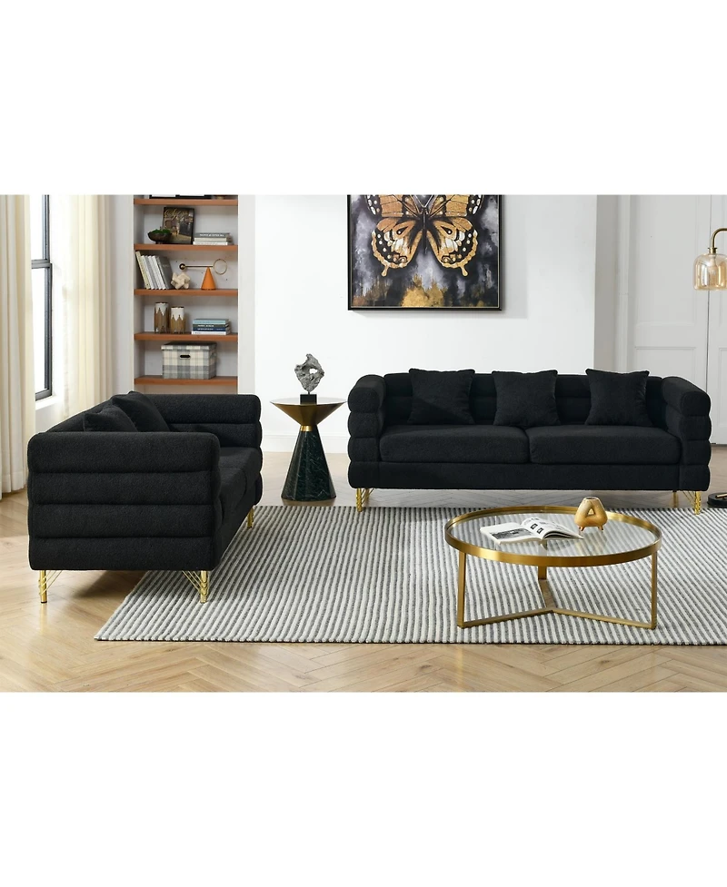 Streamdale Furniture3-seater + 2-seater Combination sofa.black teddy