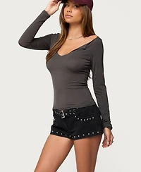 Edikted Women's Alefa Scoop Neck Long Sleeve Top