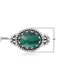 American West Jewelry Sterling Silver Malachite East West Ring