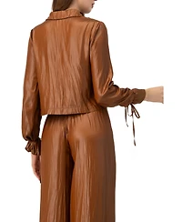 Ivonne Women's Two Button Shirt with Sleeve Ties