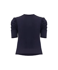 Ivonne Women's Puff Shoulder Ribbed-Knit T-shirt