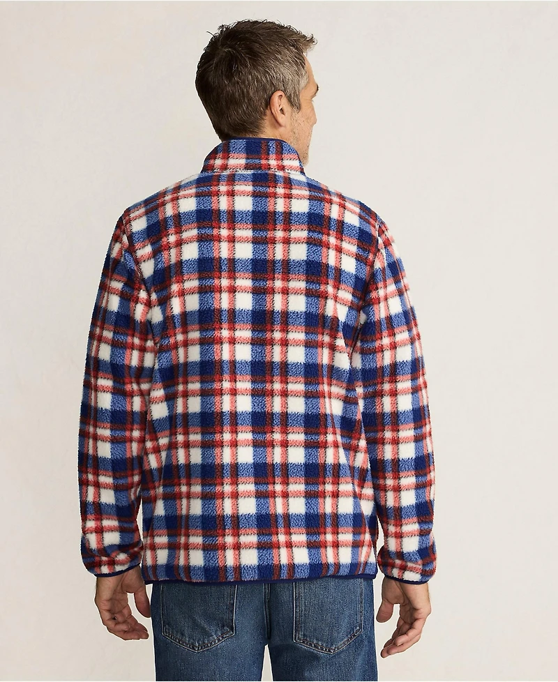 Lands' End Men's Print Full Zip High Pile Fleece Jacket