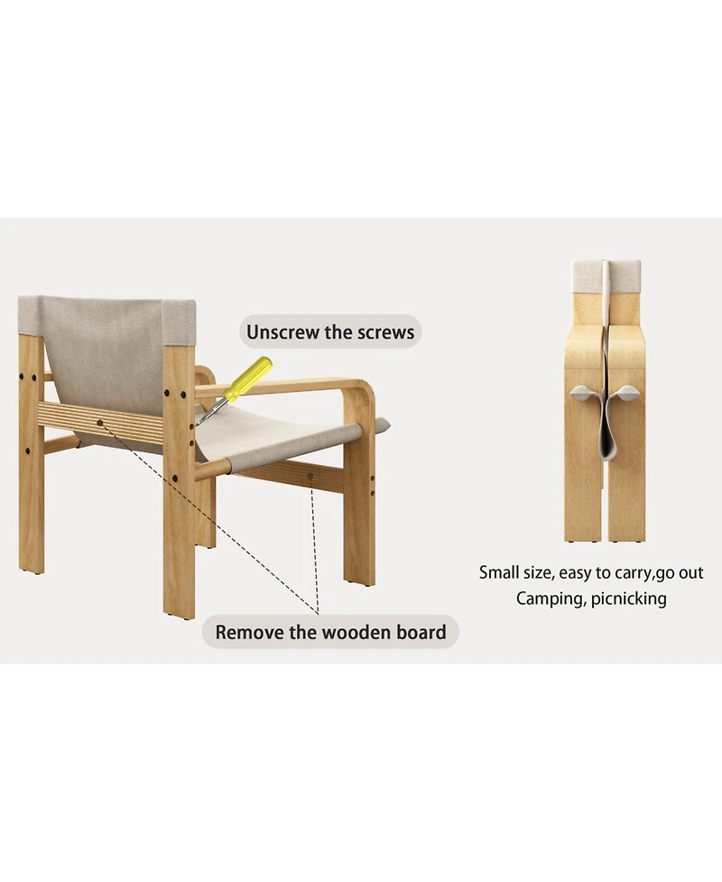 Streamdale Furniture Oak Accent Lounge Chair - Washable Linen White