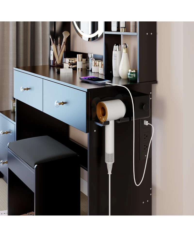 Streamdale Furniture Led Mirror Vanity Set