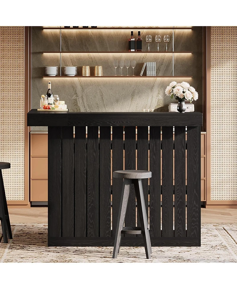Tribesigns L-Shaped Home Bar Unit, 4 Storage Shelves