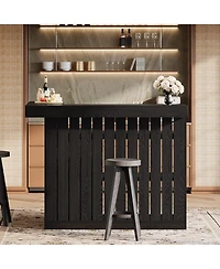 Tribesigns L-Shaped Home Bar Unit, 4 Storage Shelves