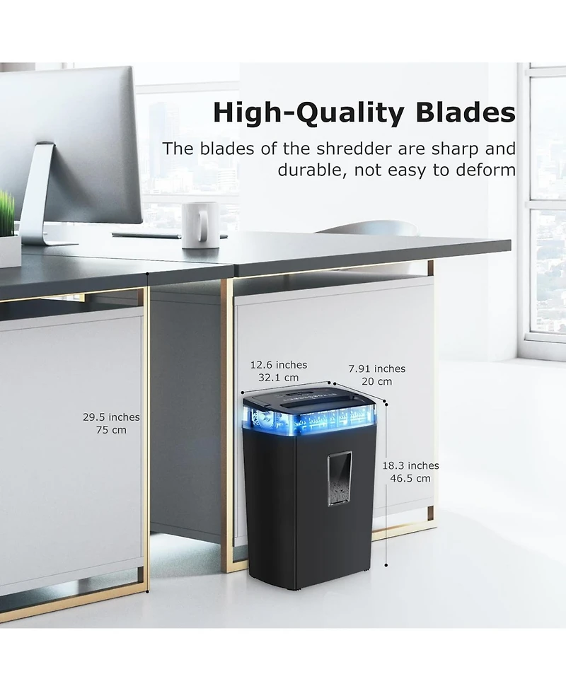 Bonsaii 12-Sheet Crosscut Shredder, P-4, 5.5Gal Bin, Shreds Paper/Cards/Mail/Staples, Heavy-Duty, Home Office