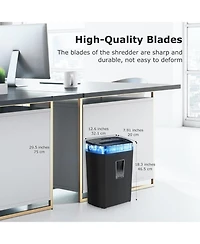 Bonsaii 12-Sheet Crosscut Shredder, P-4, 5.5Gal Bin, Shreds Paper/Cards/Mail/Staples, Heavy-Duty, Home Office