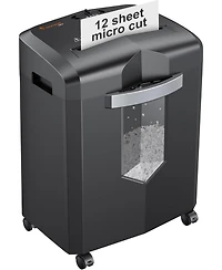 Bonsaii 12-Sheet Micro Cut Shredder, P-4, 60-min run, shreds paper/CDs/cards/mail, Jam-Proof, 4.2Gal Bin, Home/Office