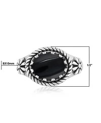 American West Jewelry Sterling Silver Black Onyx East West Ring