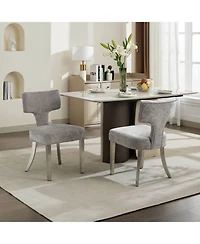 Streamdale Furniture Set of 2 Mid Century Modern Chenille Dining Chairs