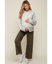 Pinkblush Maternity Taupe Mixed Knit Hooded Sweater