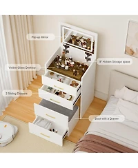 Streamdale Furniture Streamdale 3-in-1 Vanity Desk with Mirror & Glass Top