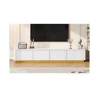 Streamdale Furniture Luxury Fluted Tv Stand - Faux Marble Top, 4 Drawers, Gold Base, White