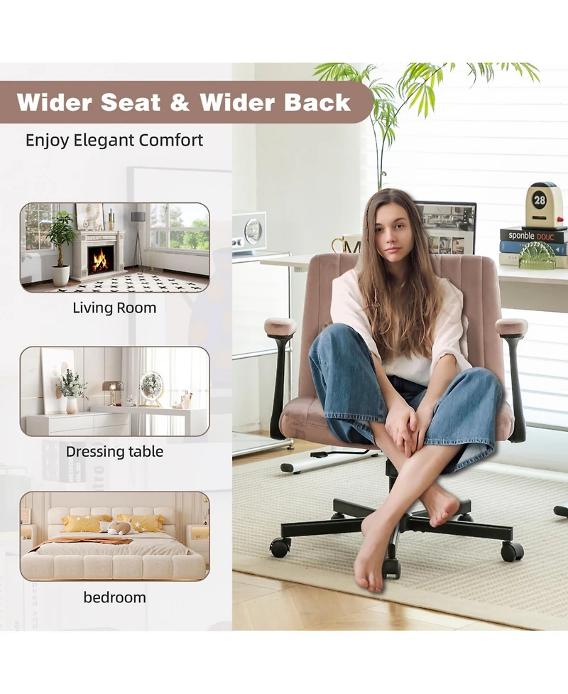 Streamdale Furniture Streamdale Pink Velvet Criss Cross Office Chair