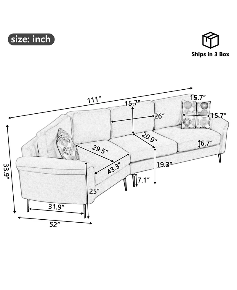 Streamdale 111" Curved Sofa with Pillows