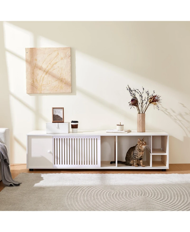 Streamdale Furniture Style Cat Tv Stand With Storage and Removable sliding door