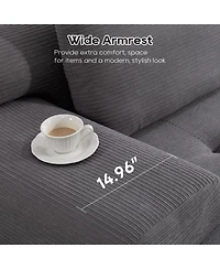 Streamdale Furniture L-Shaped Corduroy Sectional Sofa Bed - Memory Foam