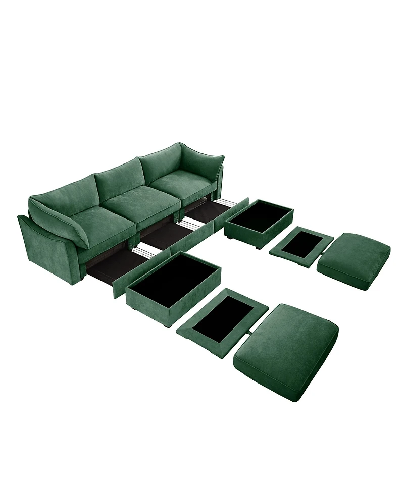 Streamdale Furniture U Shape 3 Seater Sofa with Ottomans