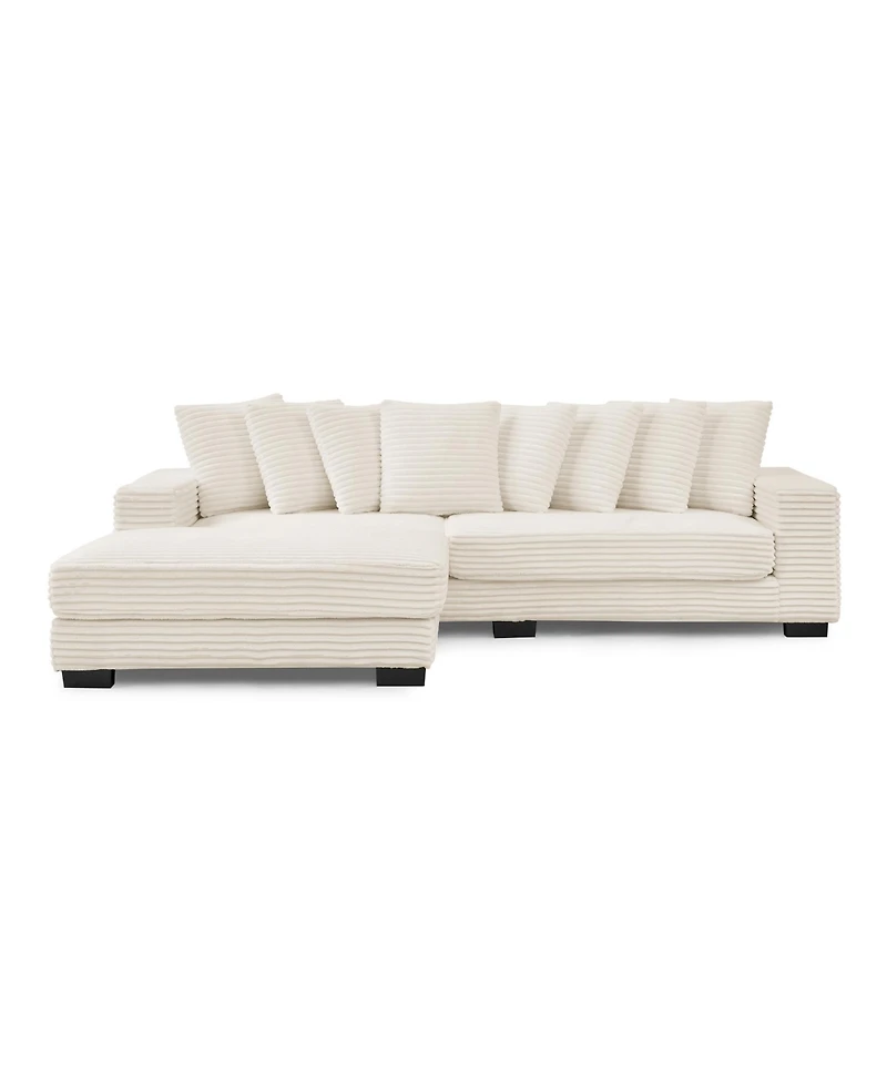 Streamdale Furniture Corduroy Tufted Sleeper Sectional Sofa, L-Shaped Modular Convertible
