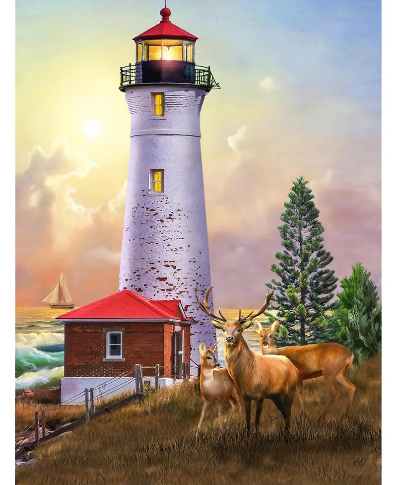 SunsOut Crisp Point Lighthouse 500 piece Jigsaw Puzzle for Adults