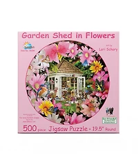 SunsOut Garden Shed in Flower 500 piece Jigsaw Puzzle for Adults Round