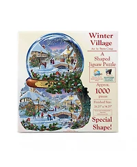 SunsOut Winter Village 1000 piece Jigsaw Puzzle for Adults Special Shape Christmas