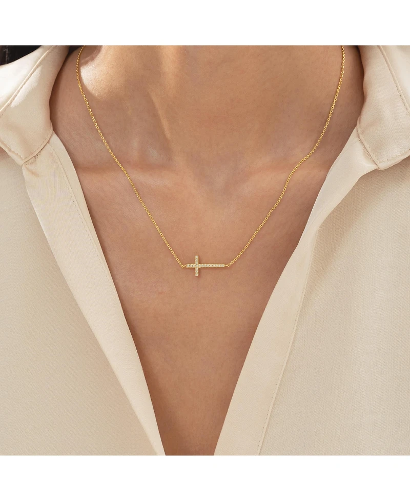 Bearfruit Jewelry 14k Gold Plated Elowen Horizontal Cross Necklace Holiday Gift Guide