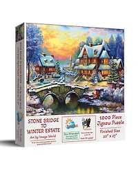 SunsOut Stone Bridge to Winter Estate 1000 piece Jigsaw Puzzle for Adults Christmas