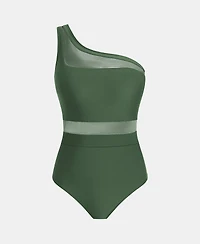 Cupshe Women's One Shoulder Mesh Piece Swimsuit