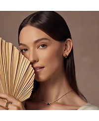 Bearfruit Jewelry 18k Gold Plated Sterling Silver Emerald Rectangle Necklace, Ring & Huggies Set Holiday Gift Idea