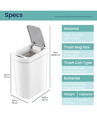 Ninestars 2 Pack of 1.85 Gallon Trash Bin Abs Slim Bathroom Motion Sensor Trash Can