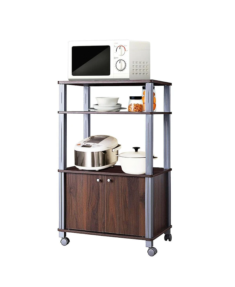 Sugift Multifunctional Rolling Kitchen Baker s Rack with 2-Tier Shelf and Cabinet