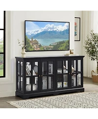 Streamdale Furniture Led Curio Cabinet with Glass Doors & Adjustable Shelves - Black