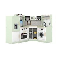 Hongge Corner Kids Play Kitchen with Washer and Ice Maker